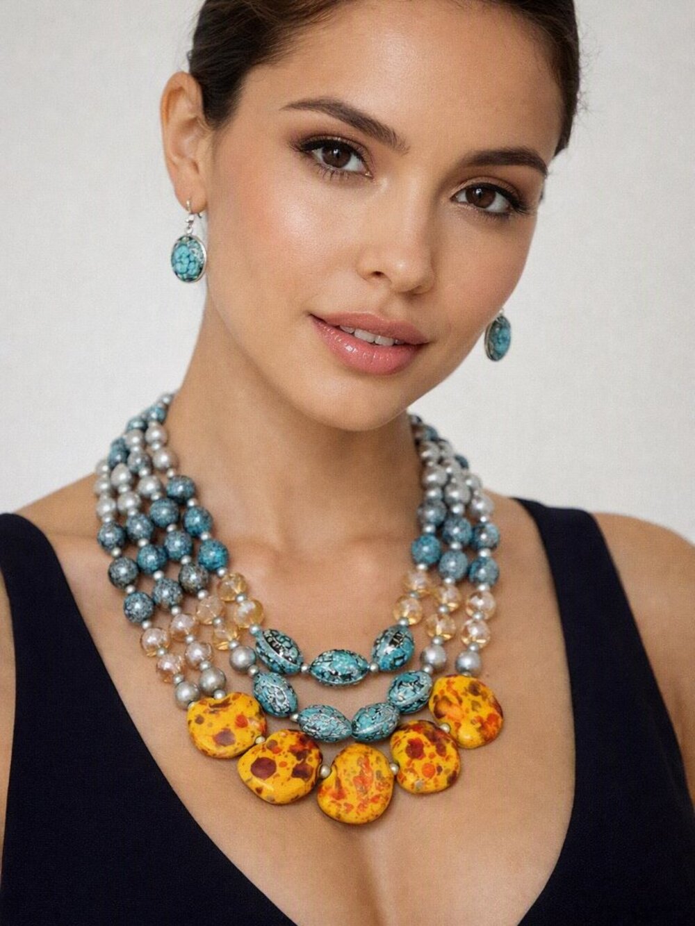 The Showstopper — Bold Layered Necklace Set w Earrings - ONE ONLY